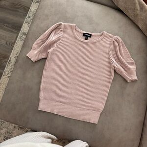 Express Beige Ribbed Knit Top